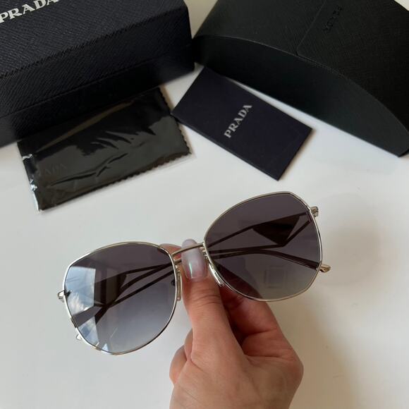 NEW Prada PR57YS Sunglasses in Silver Grey Gradient - Picture 4 of 11
